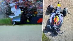 Yuki Tsunoda krachte mit rund 200 km/h in die Bande. (Bild: Krone KREATIV/orf screenshot)