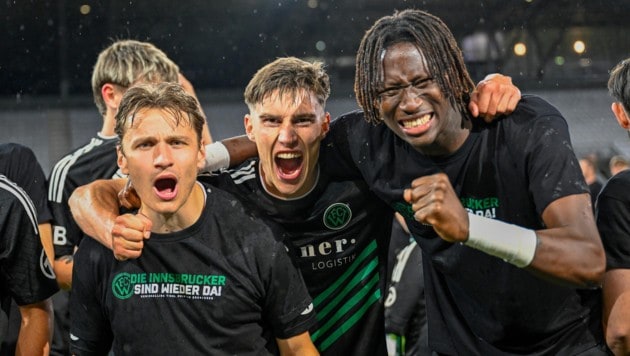 Wacker Innsbruck bejubelte den Titel in der Regionalliga Tirol. (Bild: Daniel Schönherr/FCW)