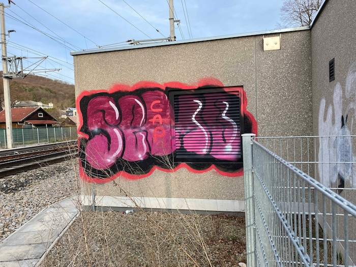 Schriftzüge wurden auf Mauern gesprüht.