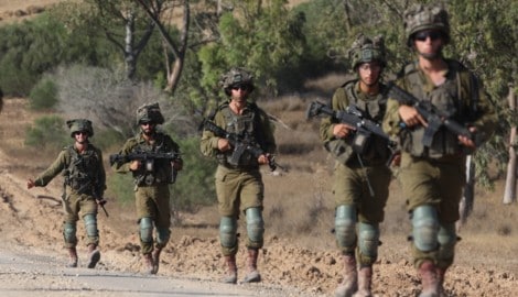 Israelische Soldaten an der Grenze zum Gaza-Streifen.