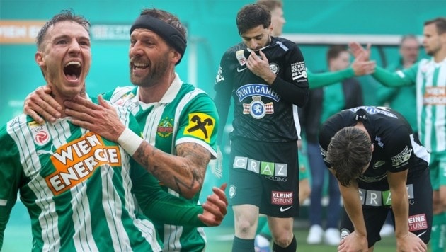Rapid jubelt in Hütteldorf – sehr zum Leidwesen des SK Sturm. (Bild: GEPA)