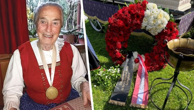 Hermine Aloisia Mayr wurde am Samstag in Schenna (Südtirol) zu Grabe getragen. (Bild: Krone KREATIV)