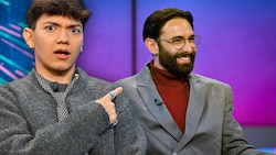 Die beiden Song-Contest-Gewinner JJ und Conchita Wurst im Talk mit Andi Knoll  (Bild: Krone KREATIV/ORF/Thomas Ramstorfer)