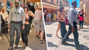 Verstoß gegen die Sitten? Censori barbusig auf Mallorca unterwegs.