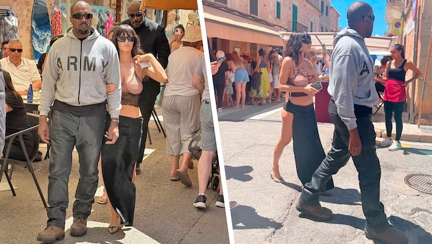 Verstoß gegen die Sitten? Censori barbusig auf Mallorca unterwegs.