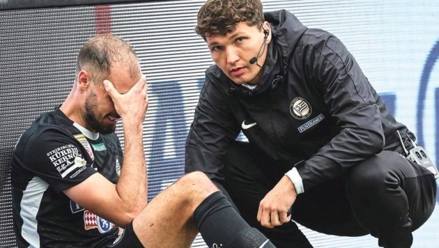 Jon Gorenc Stankovic schied gegen Rapid verletzt aus. Ob er im „Finale dahoam“ gegen den WAC spielen kann, ist offen. (Bild: GEPA)