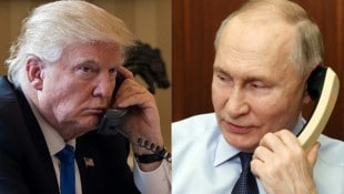 Seit seinem Amtsantritt im Jänner hat Trump bereits zwei Mal mit Putin telefoniert – Mitte Februar und Mitte März. (Bild: AFP/DREW ANGERER, GAVRIIL GRIGOROV)