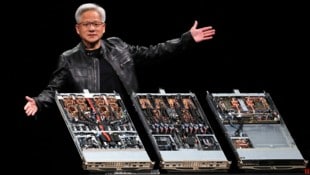 Nvidia-Chef Jensen Huang bei einem Auftritt auf der Computermesse Computex in Taiwan.