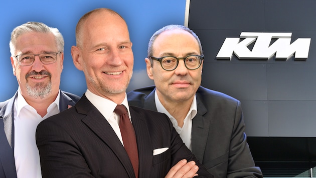 Die Nachricht von KTM, dass die Finanzierung gesichert ist, lässt viele aufatmen. Lesen Sie hier, was Andreas Stangl, Florian Beckermann und Karl-Heinz Götze (v. l. n. r.) über die Entwicklung denken.
