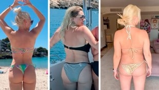 Daniela Katzenbergers Po war noch nie so knackig! Links sehen Sie die neueste, straffe Version.