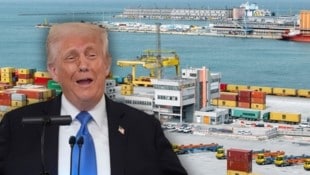 Mit seinen willkürlichen Zöllen sorgte Trump für Chaos im Welthandel und am Währungsmarkt. (Bild: AP/Manuel Balce Ceneta, David Payr, Krone KREATIV)