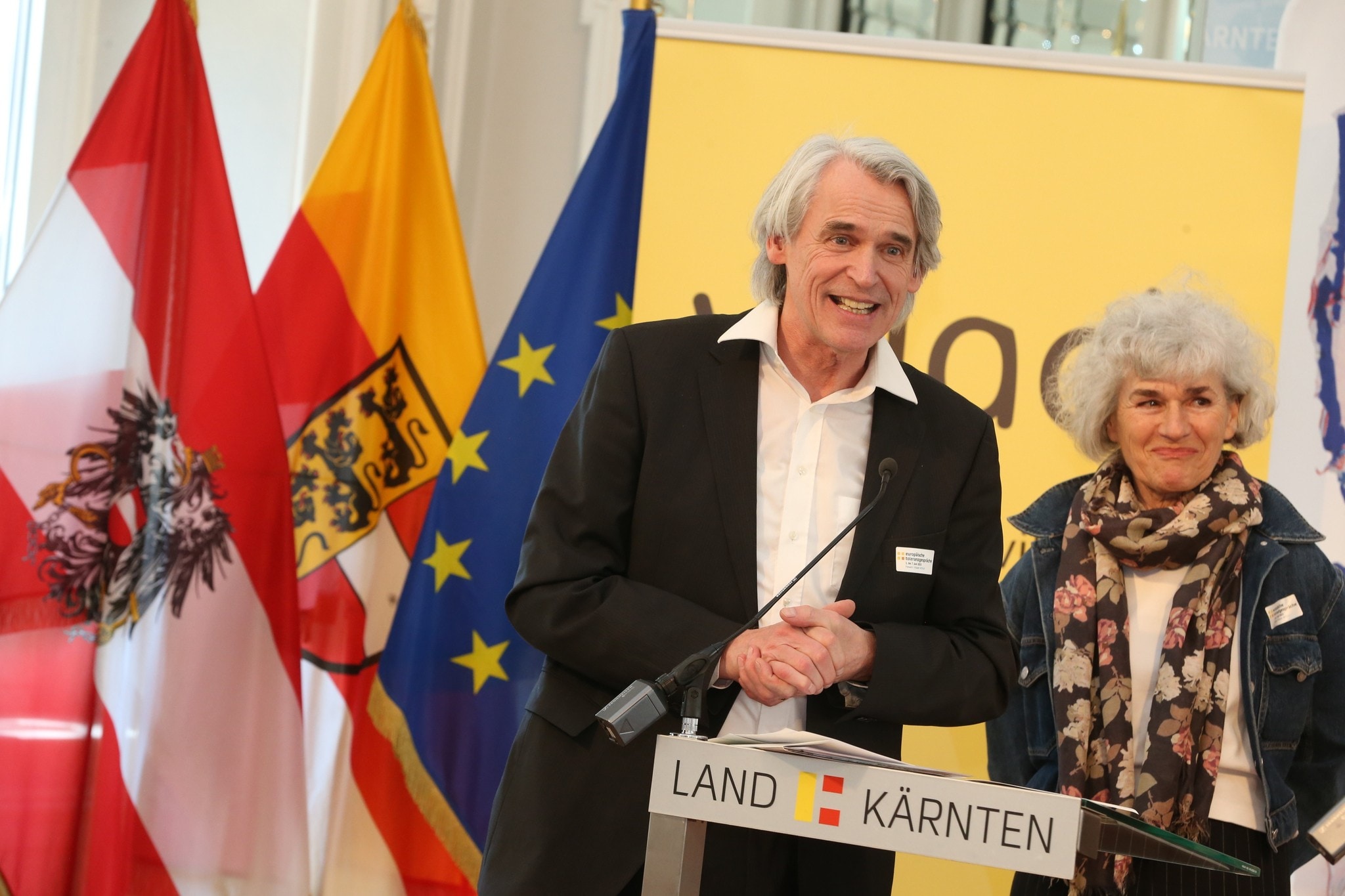 Toleranzgespräche-Organisator Wilfried Seywald und Kuratoriumsmitglied Margarethe Prinz-Büchl. (Bild: Denk Raum Fresach Gerhard Kampitsch) Toleranzgespräche-Organisator Wilfried Seywald und Kuratoriumsmitglied Margarethe Prinz-Büchl. (Bild: Denk Raum Fresach Gerhard Kampitsch)