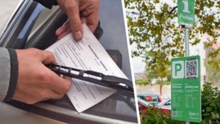 Ob mit oder ohne Parkschein – zahlen muss man in der Grünen Zone auf jeden Fall.  (Bild: Krone KREATIV/Andi Schiel Stadt Baden)
