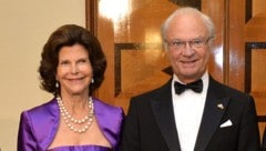 Schwedens König Carl XVI. Gustaf – hier an der Seite von Königin Silvia – überreicht alle drei Jahre den Birgit Nilsson-Preis in Stockholm. (Bild: APA/HARALD SCHNEIDER)