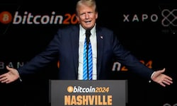 Donald Trump bei einem Wahlkampfauftritt auf einem Krypto-Event im Jahr 2024