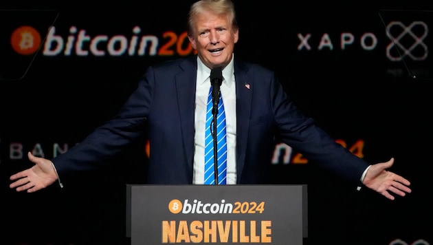 Donald Trump bei einem Wahlkampfauftritt auf einem Krypto-Event im Jahr 2024