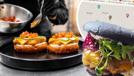 Schwarze Buns oder knallbunte Mixturen: Wiens Burgerbrater sind unfassbar kreativ! Gustieren Sie durch unsere interaktive Karte – wer selbst Tipps abgibt, kann Preise gewinnen. (Bild: Krone KREATIV/Dworak/Wiesmeyer, Stock Adobe)