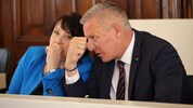 Der steirische FPÖ-Landeshauptmann Mario Kunasek und seine Vize Manuela Khom (ÖVP).