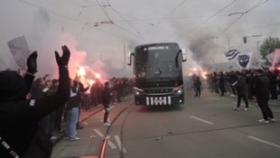 Vor dem letzten Heimspiel gegen Salzburg sorgten die Sturm-Fans für ein Spektakel. 