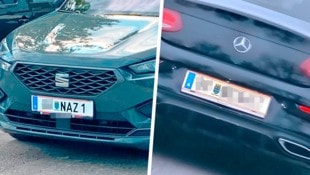 Fragwürdig, aber offensichtlich erlaubt sind Kennzeichen wie „NAZ 1“ oder ... (Bild: Krone KREATIV/zVg,, Krone KREATIV)