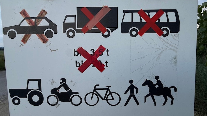 Landwirtschaftliche Fahrzeuge, Motorradfahrer, Radfahrer, Fußgänger oder Reiter dürfen den ...