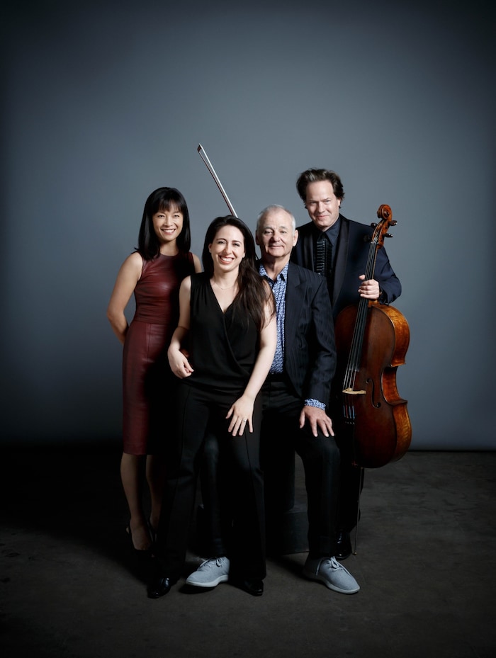 Mira Wang, Vanessa Perez, Bill Murray und Jan Vogler (v.l.) bringen ihr „New Worlds“-Programm erstmals offiziell nach Wien.