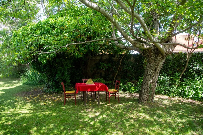 Am Tisch unter dem Baum gibt es immer herrlichen Schatten. 
