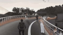 So soll die Brücke nach Fertigstellung aussehen. (Bild: KOB + ZT)