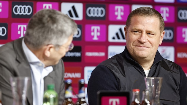 Sportdirektor Max Eberl (rechts) hat Bayern-Präsident Herbert Hainer über den aktuellen Stand im Wirtz-Poker informiert.