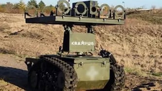 Der Krampus-Roboter ohne seine Bewaffnung: vier RPV-16-Aerosolbombenwerfer (Bild: mod.gov.ua)