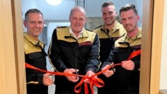 Kommandant-Stv. Martin Lechner, Abschnittskommandant Peter Ostermann, Kassier Matthias Brem und ...
