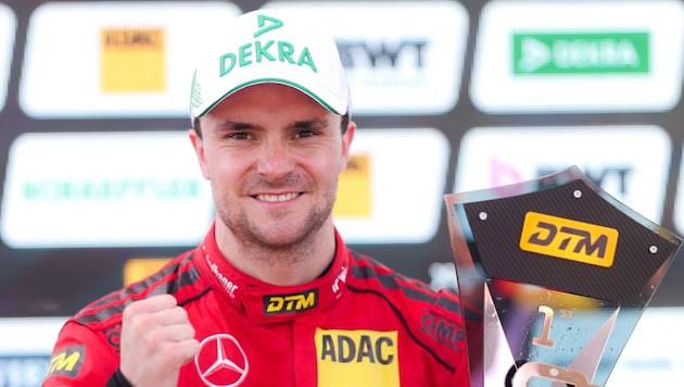 Lucas Auer hat im dritten DTM-Rennen der Saison am Samstag auf dem Lausitzring schon seinen zweiten Sieg gefeiert.