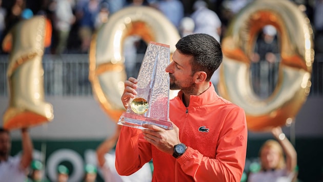 Novak Djokovic nach seinem 100. Turniersieg.