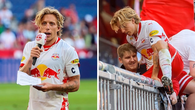 Mads Bidstrup hielt eine Ansprache und kletterte zu den Fans. 