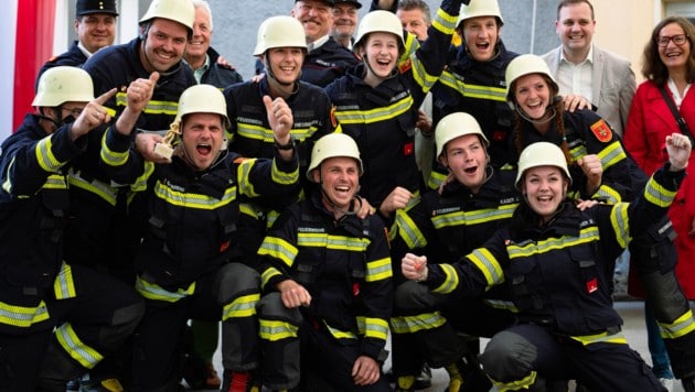 Die FF Kalvarienberg jubelte und feierte am Samstag. (Bild: ÖA Team Klagenfurt)