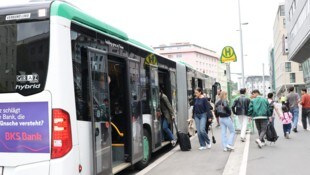 Die Ersatzhaltestelle für die Linien 1 und 7 Richtung Jakominiplatz