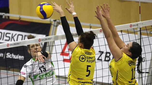 Die PSVBG-Girls um Finja Heins (li.) greifen weiter in der Austrian Volley League Women an.