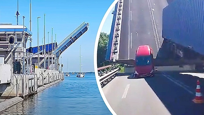Die Hecks der Fahrzeuge wurden mit der Brücke hochgezogen.