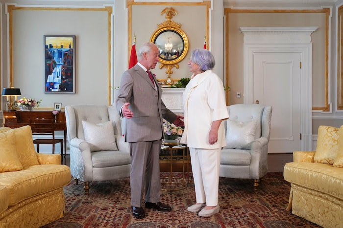 Kanadas Generalgouverneurin Mary Simon empfängt König Charles III. in der historischen Rideau Hall in Ottawa