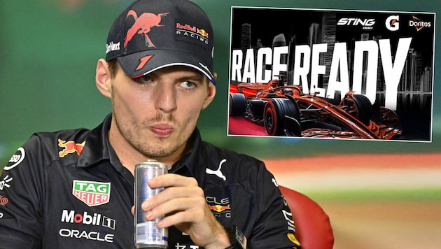 Da muss Red-Bull-Pilot Max Verstappen erst einmal schlucken: Bald wird ein neuer Energydrink im Paddock präsent sein.