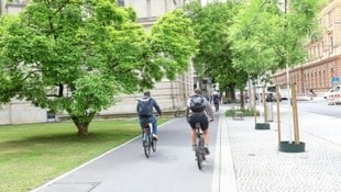 Radfahrer nutzen ihr neues Revier in der Neutorgasse bereits. (Bild: Jauschowetz Christian)