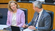Beate Meinl-Reisinger und Norbert Hofer hatten im Parlament ihre Sitzplätze nebeneinander. Über ...