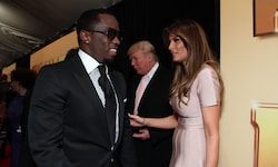 Sean Combs, Donald Trump und Melania Trump 2011 bei einem Treffen in New York