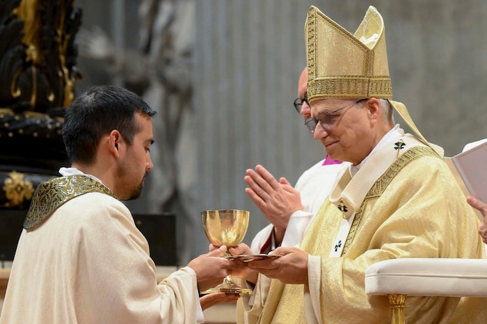 Papst Leo während der Zeremonie im Petersdom.