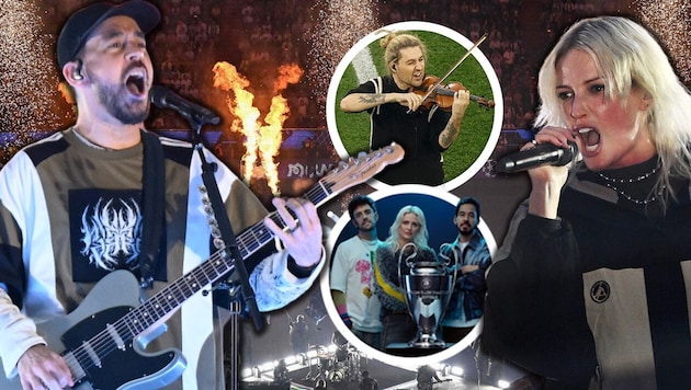 Linkin Park traten vor dem Champions-League-Finale in der Allianz Arena auf.