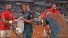 Nach einem Sturz eilte Novak Djokovic seinem Freund Filip Misolic zur Hilfe.