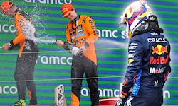 Oscar Piastri freut sich über den Sieg, Max Verstappen ist stinksauer.