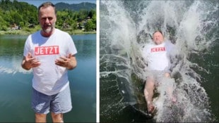 Staatssekretär Sepp Schellhorn macht Werbung für ein neues Nachrichtenportal und geht baden. (Bild: Screenshot instagram.com/pepssch)