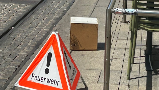 Feuerwehreinsatz mitten in der Grazer Herrengasse: Bienen mussten geborgen werden.