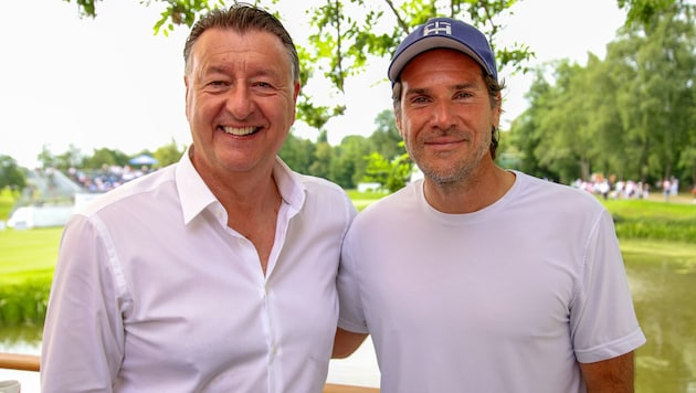 Edwin Weindorfer (li.), Veranstalter der Austrian Alpine Open im GC Gut Altentann, hatte seinen Freund Tommy Haas eingeladen.